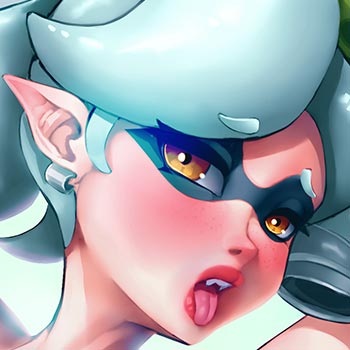 Close up of Marie from Splatoon making an ahegao expression
