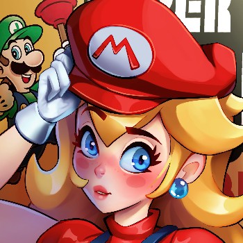 Princess Peach cosplaying Mario