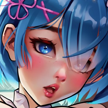 The face of Rem from Re Zero